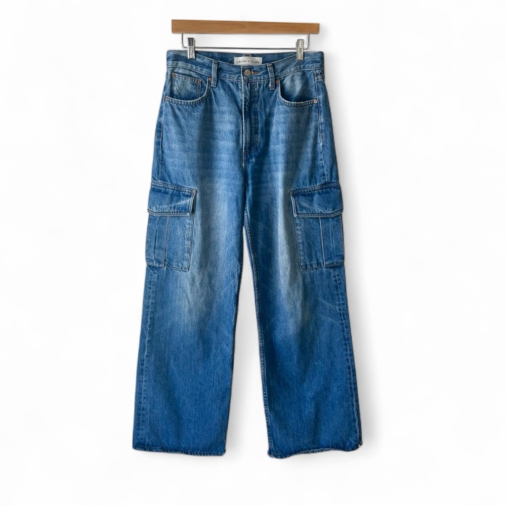 Aritzia Denim Forum The Farrah Hi-Rise Wide Cargo Jeans Blue Sz 28 Retro Y2K